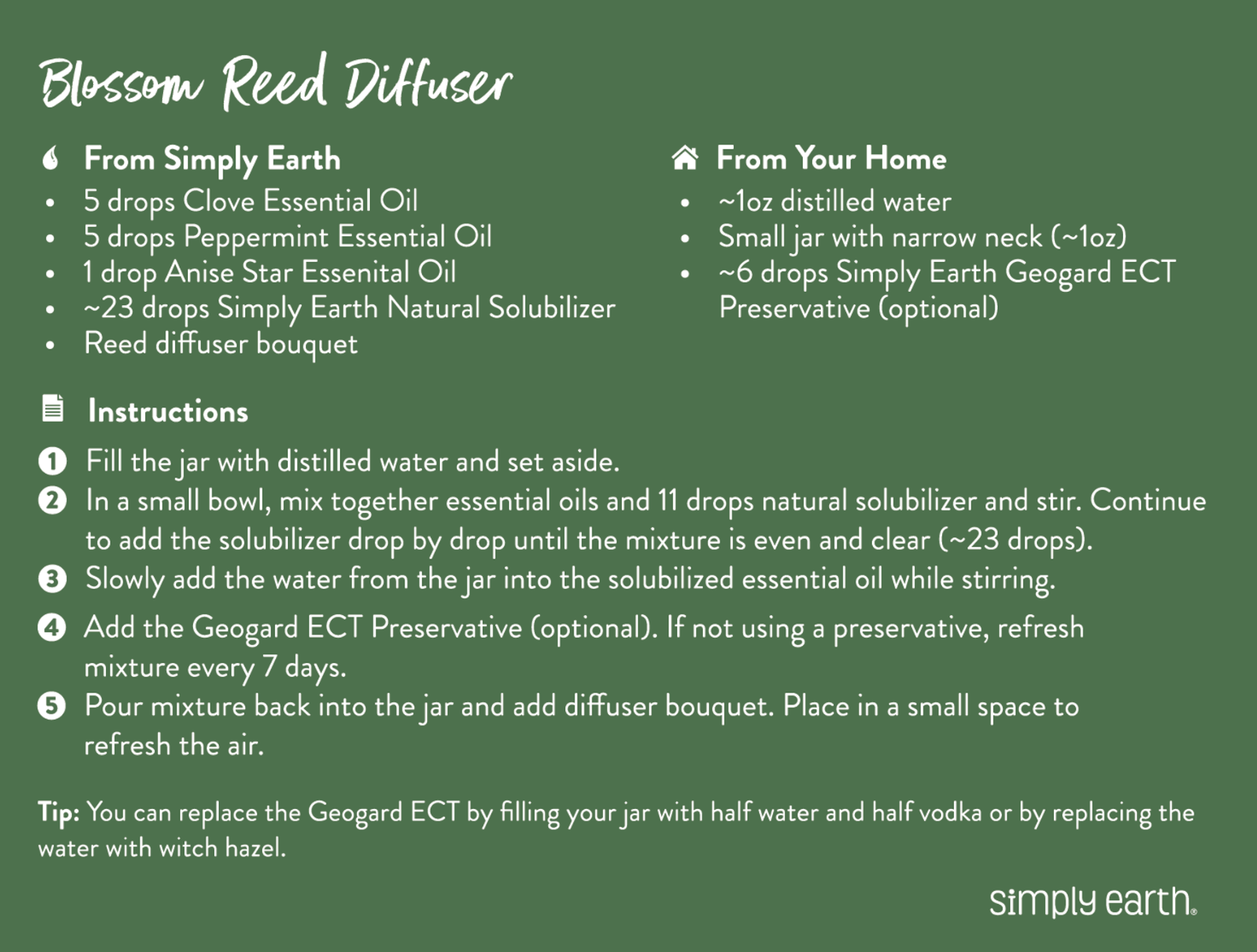 Simply EarthShop | Recipes | Blossom Reed Diffuser