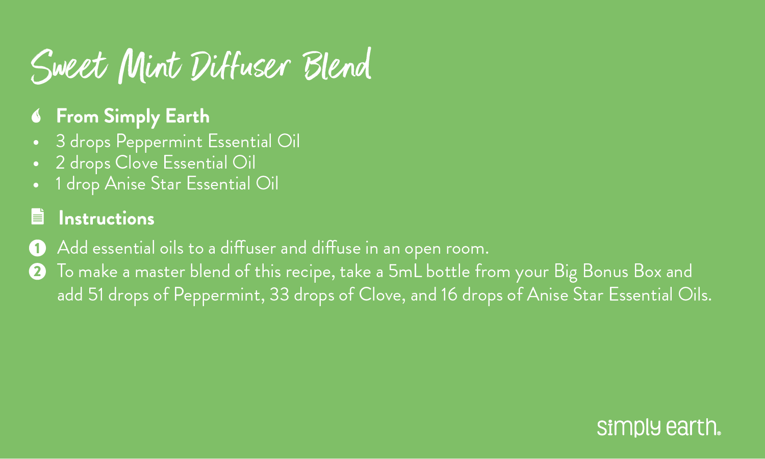 Simply EarthShop | Recipes | Sweet Mint Diffuser Blend Recipe