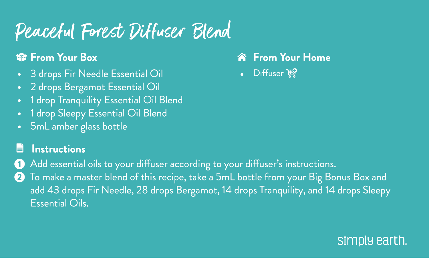 Simply EarthShop | Recipes | Peaceful Forest Diffuser Blend Recipe