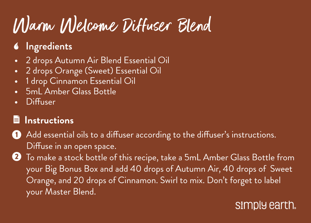 Warm Welcome Diffuser Blend Recipe
