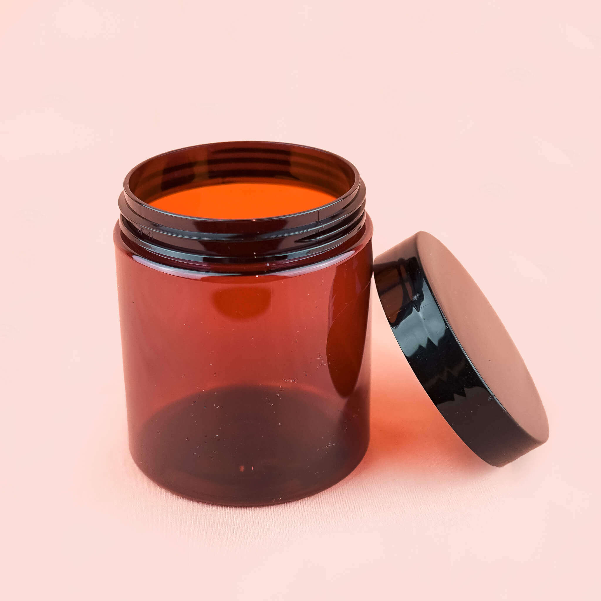 Amber Plastic Jars Size: 8oz