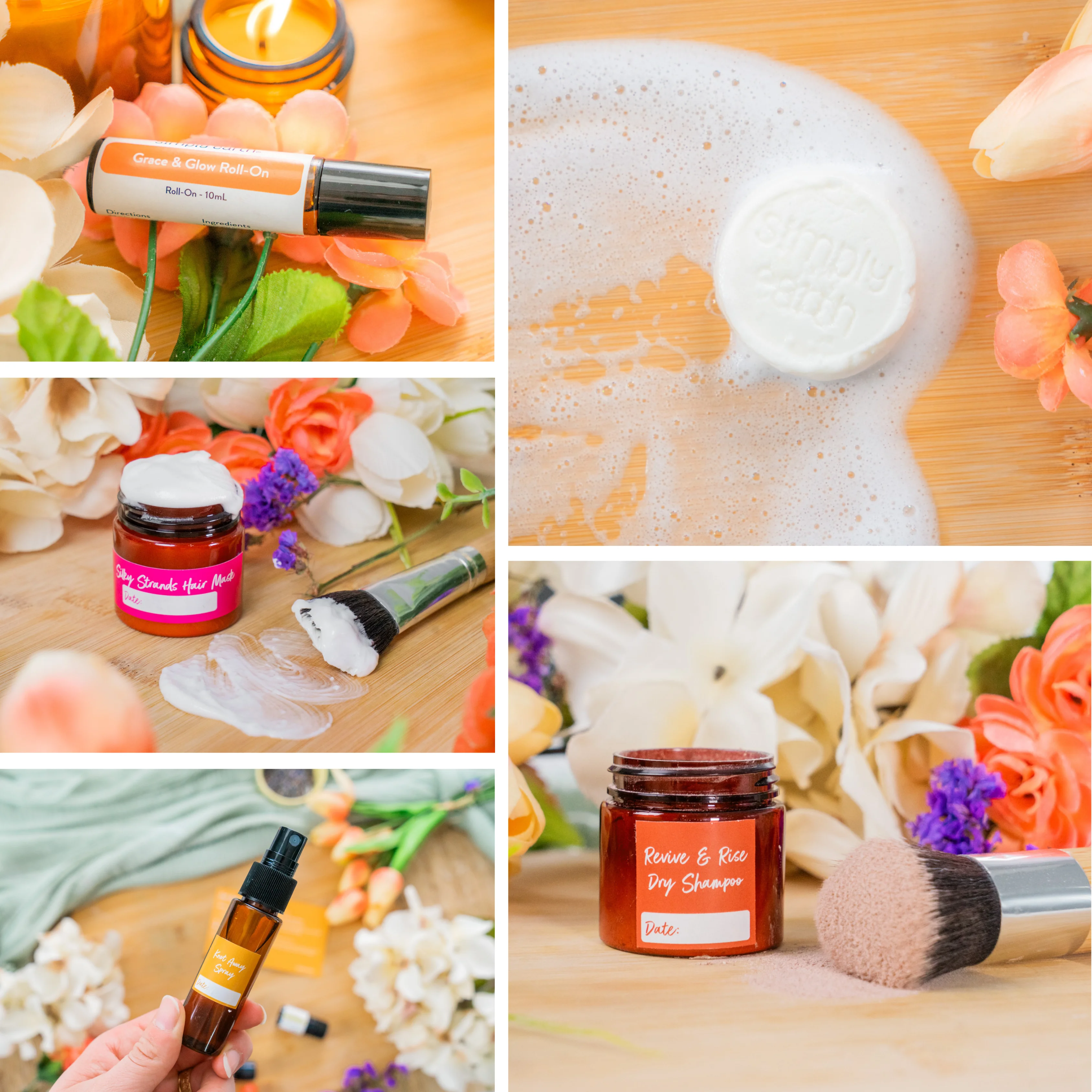 Collage of 5 hair care recipes
