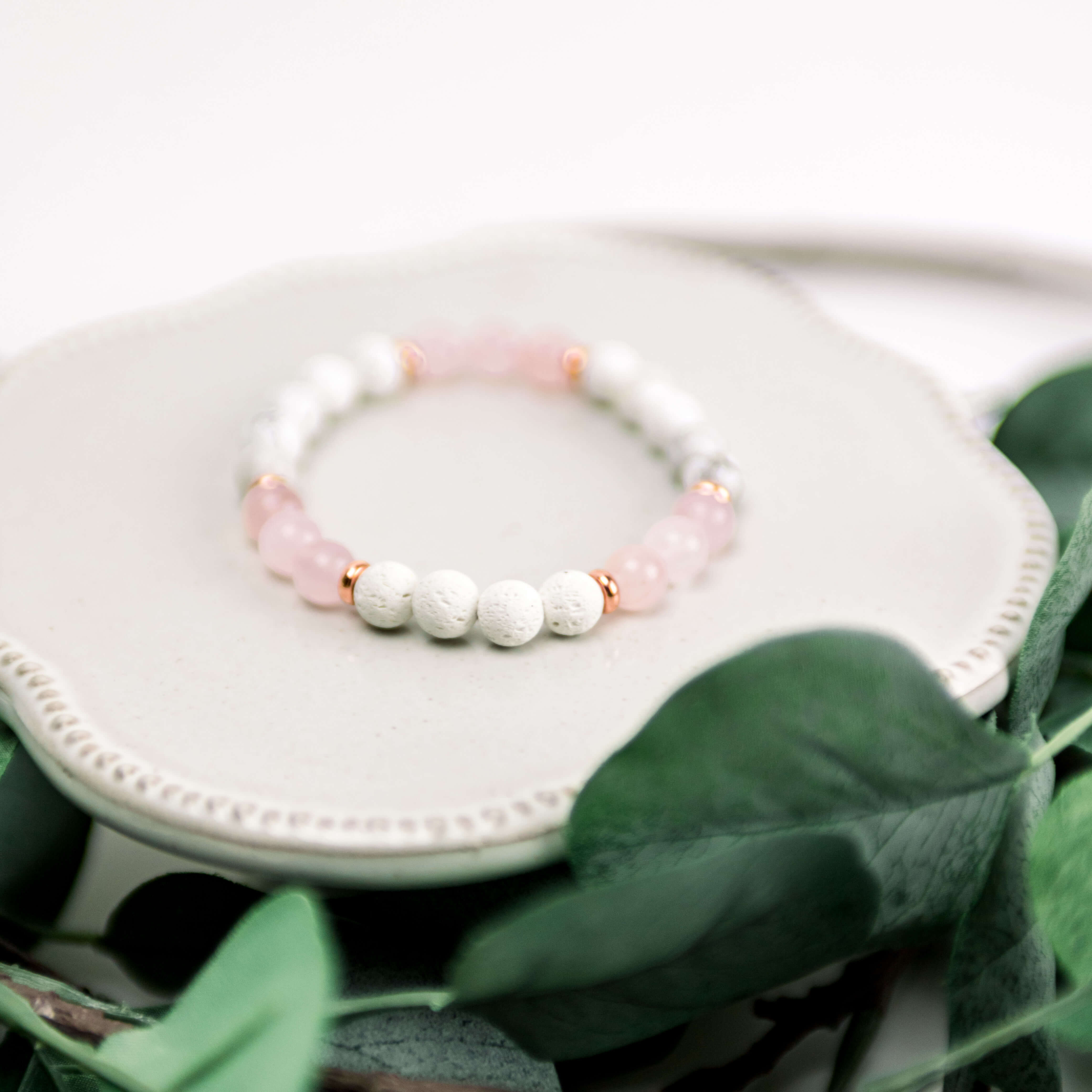 Handmade Diffuser Bracelet Color: Rose Quartz Diffuser Bracelet