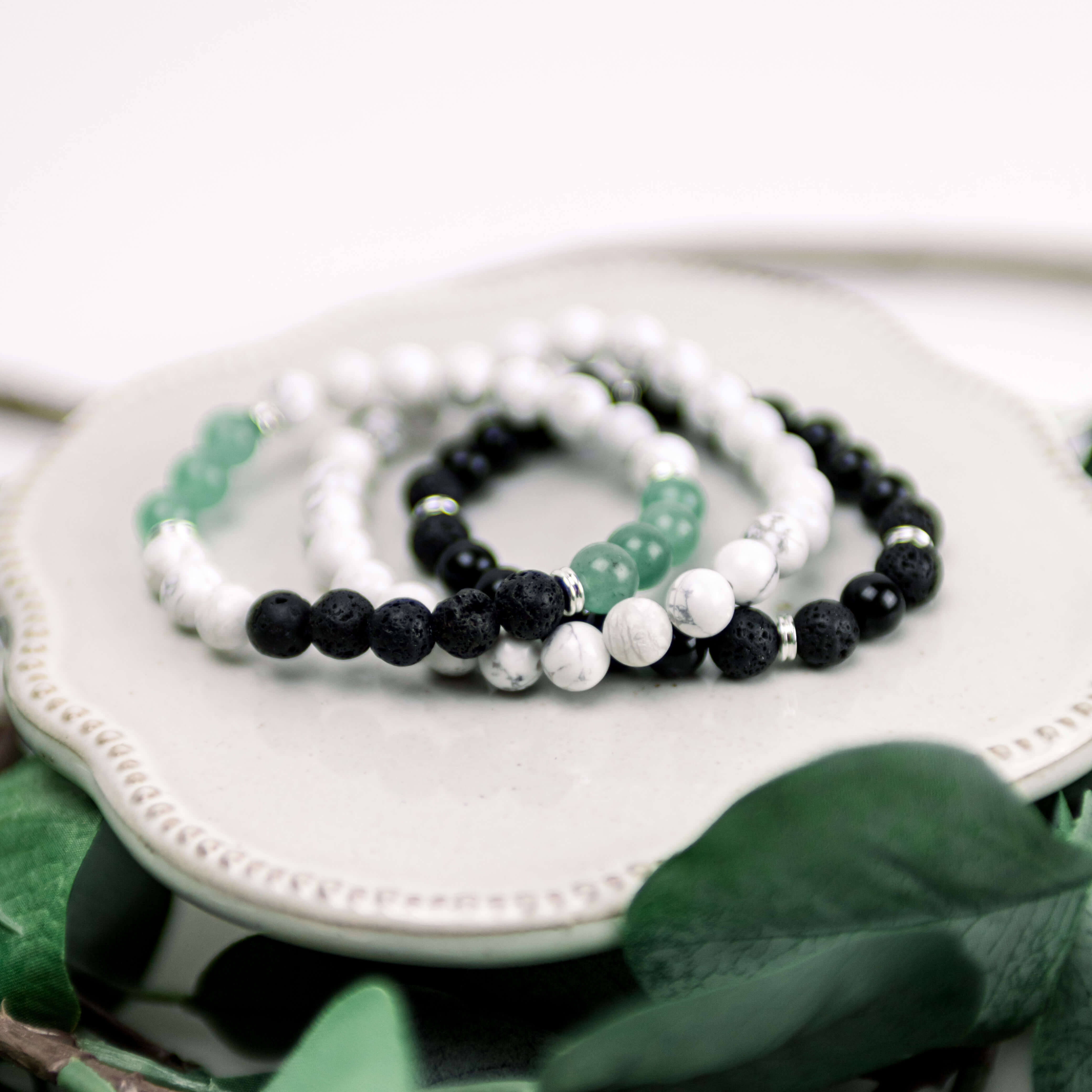 Diffuser Bracelet Set Color: Obsidian & Aventurine Diffuser Bracelet Set